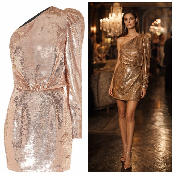 Alexandre Vauthier Dresses & Skirts - Alexandre Vauthier Gold Sequin One-Shoulder Mini Dress FR42 US10 Cocktail Party